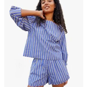 Striped White and Blue Clare V Blouse